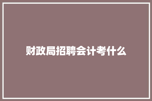 财政局招聘会计考什么