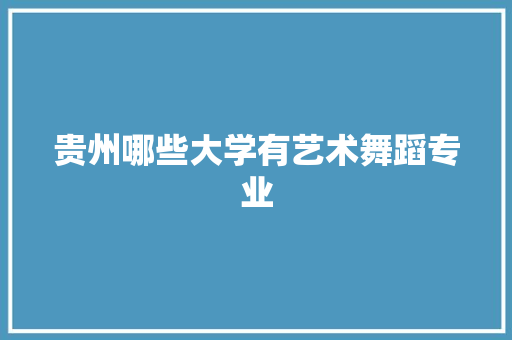 贵州哪些大学有艺术舞蹈专业