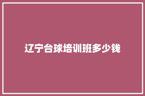 辽宁台球培训班多少钱
