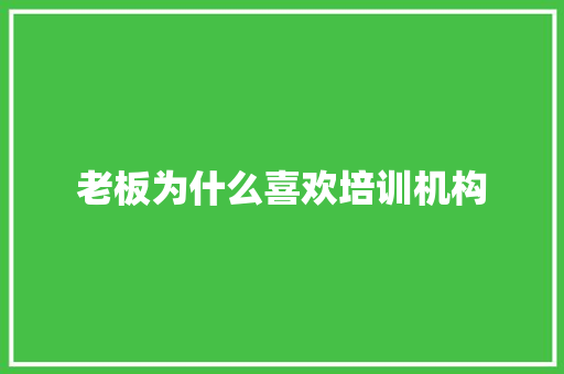 老板为什么喜欢培训机构