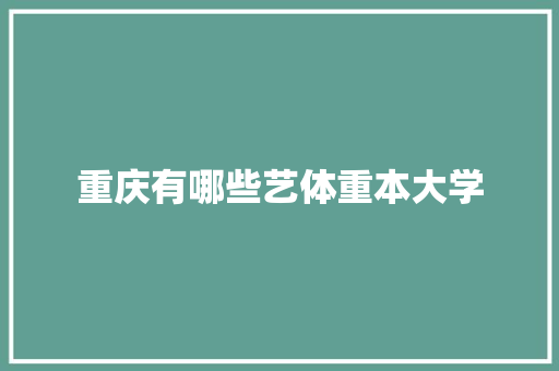 重庆有哪些艺体重本大学