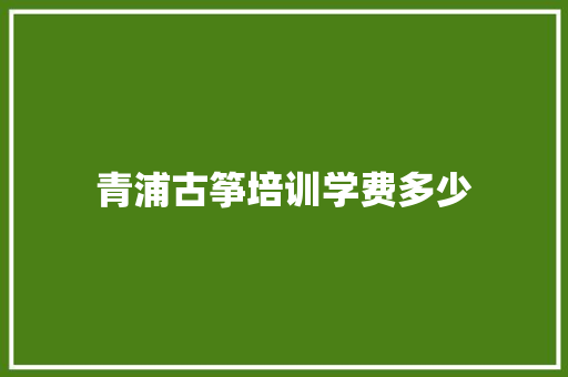 青浦古筝培训学费多少