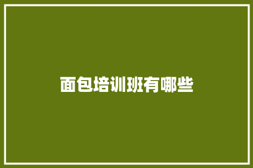 面包培训班有哪些