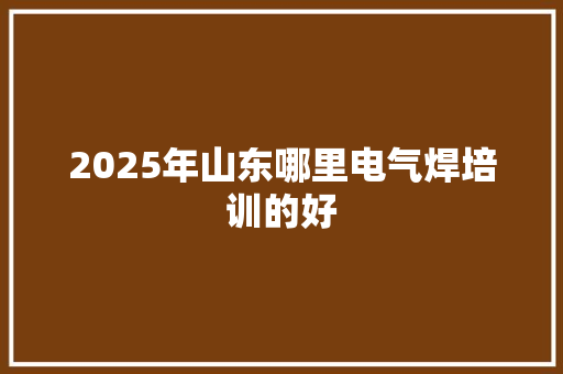 2025年山东哪里电气焊培训的好