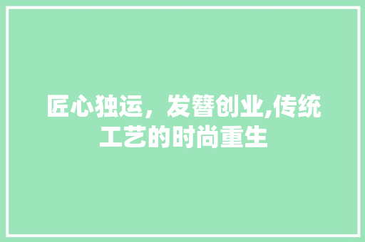 匠心独运，发簪创业,传统工艺的时尚重生