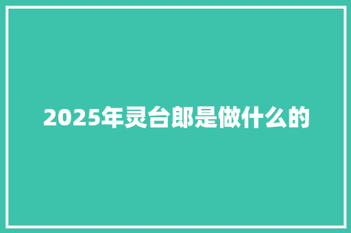 2025年灵台郎是做什么的