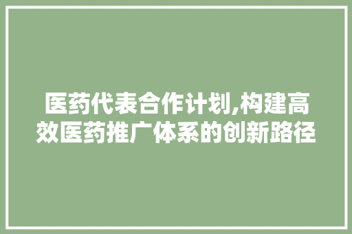 医药代表合作计划,构建高效医药推广体系的创新路径