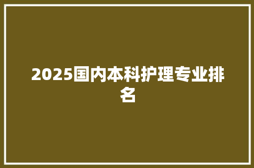 2025国内本科护理专业排名