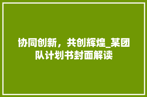 协同创新，共创辉煌_某团队计划书封面解读