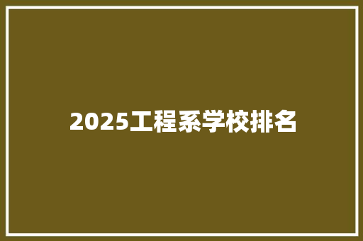 2025工程系学校排名