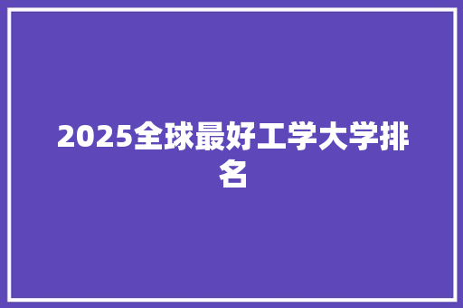 2025全球最好工学大学排名