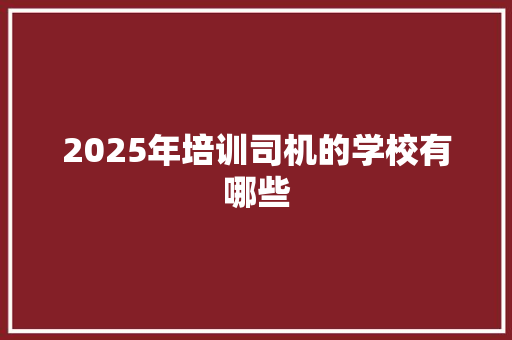 2025年培训司机的学校有哪些