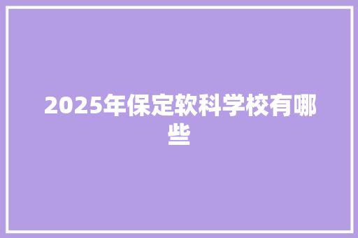 2025年保定软科学校有哪些