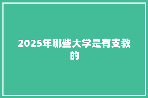 2025年哪些大学是有支教的