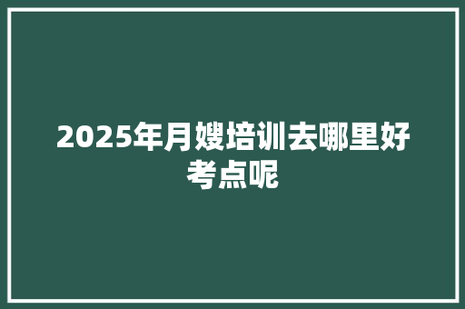 2025年月嫂培训去哪里好考点呢
