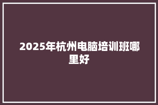 2025年杭州电脑培训班哪里好