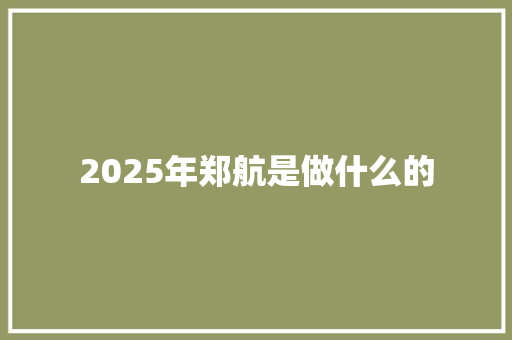 2025年郑航是做什么的