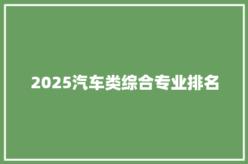 2025汽车类综合专业排名 工作计划