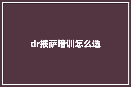 dr披萨培训怎么选