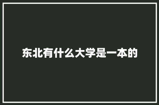 东北有什么大学是一本的