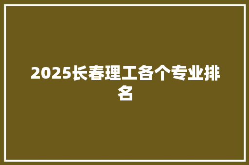 2025长春理工各个专业排名