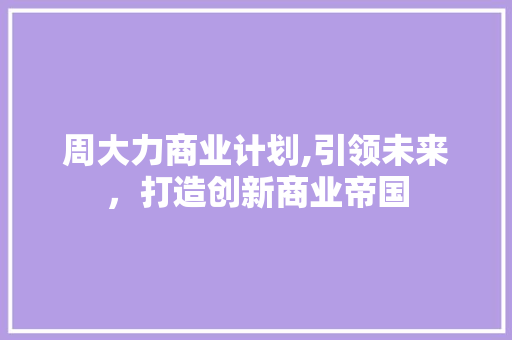 周大力商业计划,引领未来，打造创新商业帝国