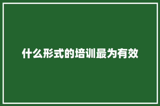 什么形式的培训最为有效