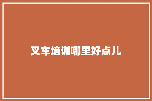 叉车培训哪里好点儿