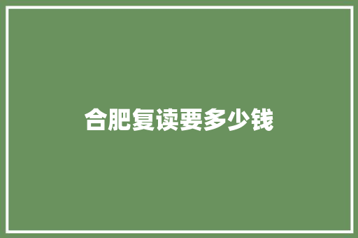 合肥复读要多少钱